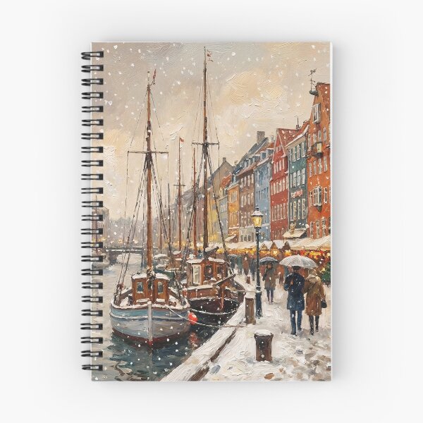 Artikelvorschau, Winter in Kopenhagen: Ölgemälde des verschneiten Nyhavn entworfen und verkauft von griez.