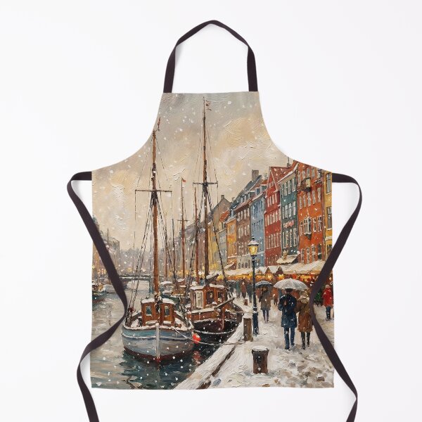 Item preview, Winter in Copenhagen: Snowy Nyhavn Oil Painting designed and sold by griez.