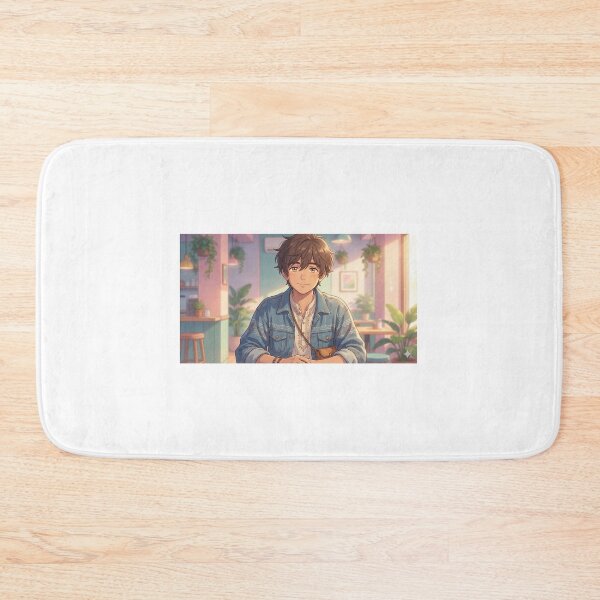 Item preview, Charming Anime Boy Relaxing In Cozy Cafe designed and sold by The-Khushi-co.