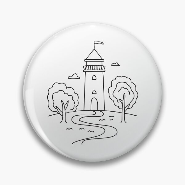 Item preview, A tower beside a winding path through tall trees designed and sold by rasagamastore.