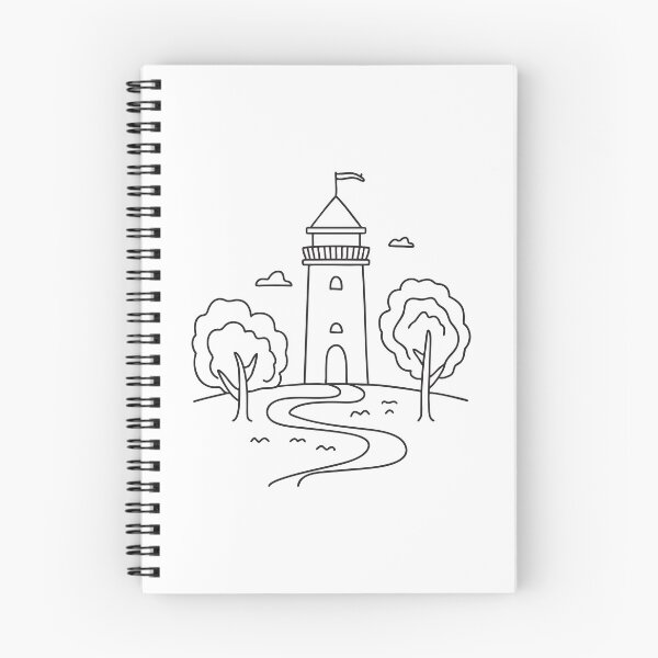 Item preview, A tower beside a winding path through tall trees designed and sold by rasagamastore.