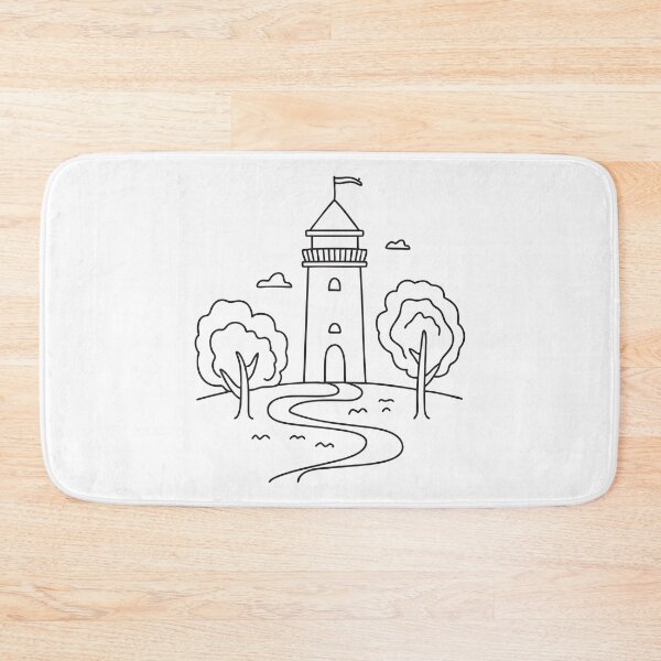 Item preview, A tower beside a winding path through tall trees designed and sold by rasagamastore.