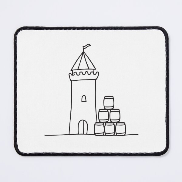 Item preview, A tower castle beside stacked barrels designed and sold by rasagamastore.