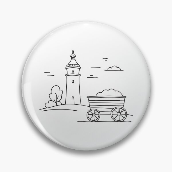 Item preview, A tower resting near a broken cart in the field designed and sold by rasagamastore.