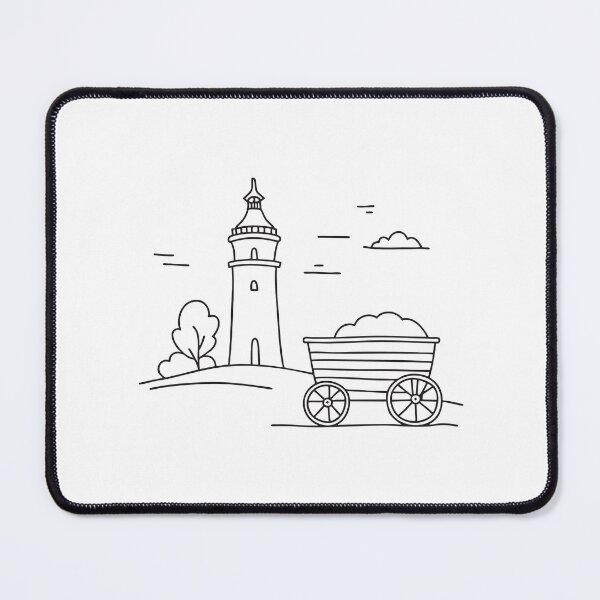 Item preview, A tower resting near a broken cart in the field designed and sold by rasagamastore.