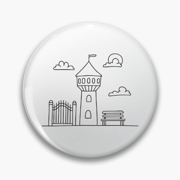 Item preview, A tower standing near a small gate and bench designed and sold by rasagamastore.