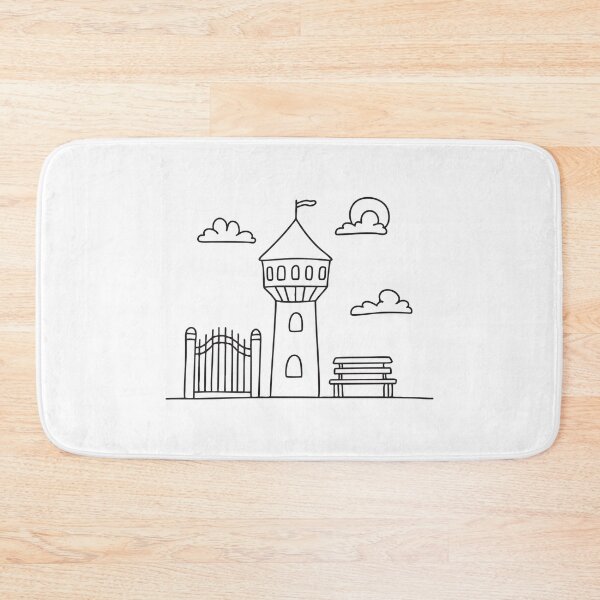 Item preview, A tower standing near a small gate and bench designed and sold by rasagamastore.