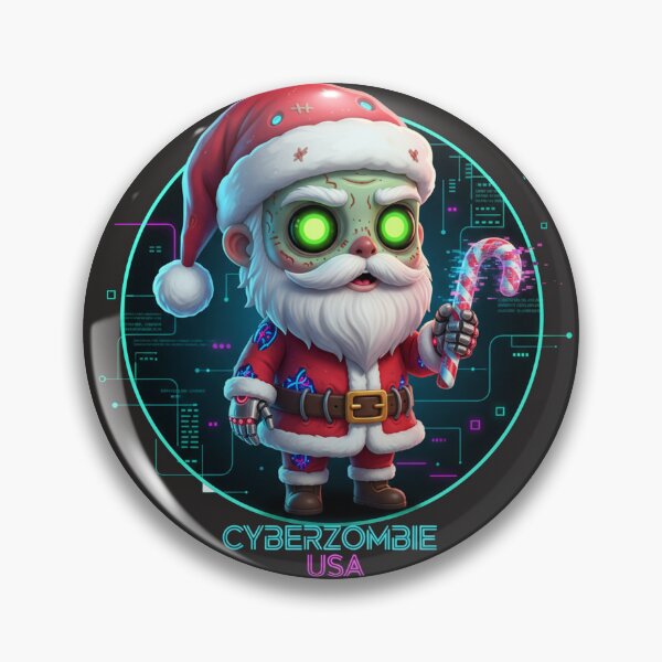 Item preview, Cyber-Zombie Santa Claus: Chibi Festive Horror with Glowing Eyes & Glitching Candy Cane designed and sold by Thaivi Design.