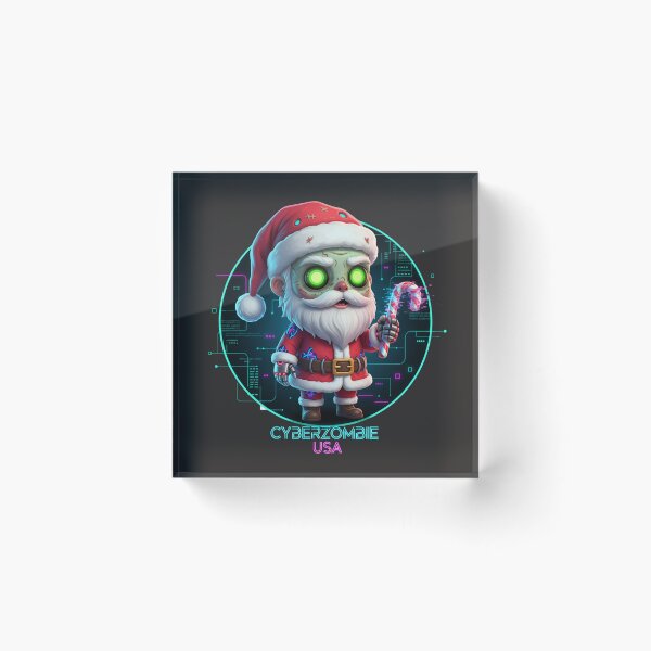 Item preview, Cyber-Zombie Santa Claus: Chibi Festive Horror with Glowing Eyes & Glitching Candy Cane designed and sold by Thaivi Design.