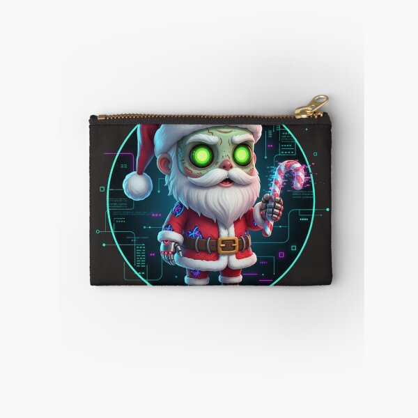 Item preview, Cyber-Zombie Santa Claus: Chibi Festive Horror with Glowing Eyes & Glitching Candy Cane designed and sold by Thaivi Design.
