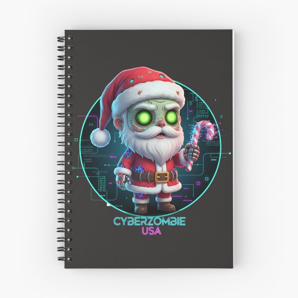 Item preview, Cyber-Zombie Santa Claus: Chibi Festive Horror with Glowing Eyes & Glitching Candy Cane designed and sold by Thaivi Design.