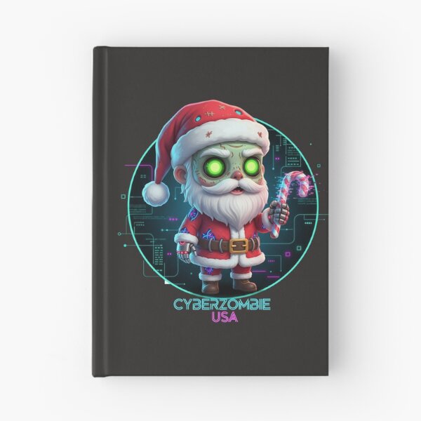 Item preview, Cyber-Zombie Santa Claus: Chibi Festive Horror with Glowing Eyes & Glitching Candy Cane designed and sold by Thaivi Design.