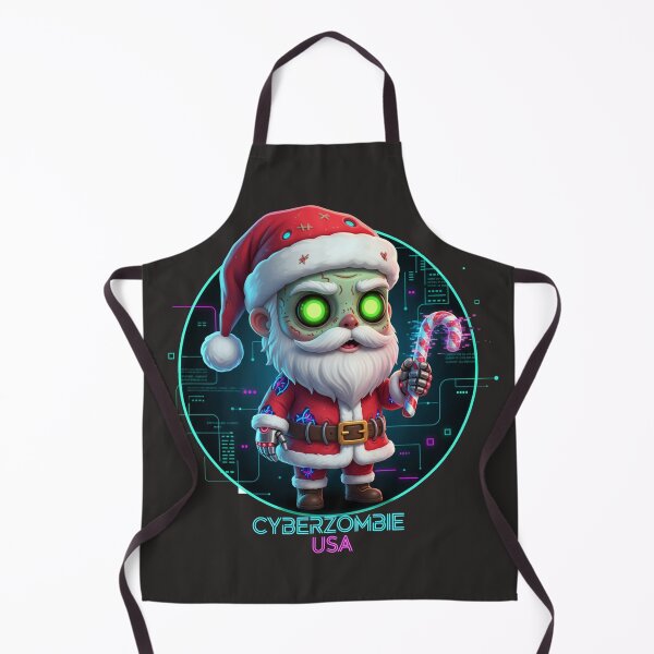Item preview, Cyber-Zombie Santa Claus: Chibi Festive Horror with Glowing Eyes & Glitching Candy Cane designed and sold by Thaivi Design.