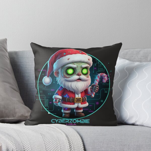 Item preview, Cyber-Zombie Santa Claus: Chibi Festive Horror with Glowing Eyes & Glitching Candy Cane designed and sold by Thaivi Design.