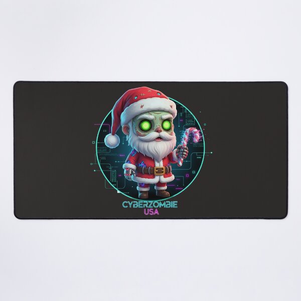 Item preview, Cyber-Zombie Santa Claus: Chibi Festive Horror with Glowing Eyes & Glitching Candy Cane designed and sold by Thaivi Design.