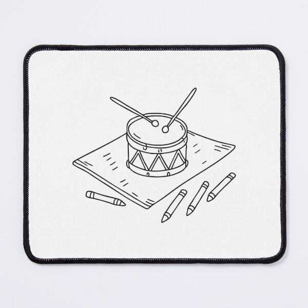 Item preview, A toy drum near scattered crayons on the mat designed and sold by rasagamastore.