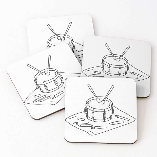 Item preview, A toy drum placed near crayons spread on the mat designed and sold by rasagamastore.