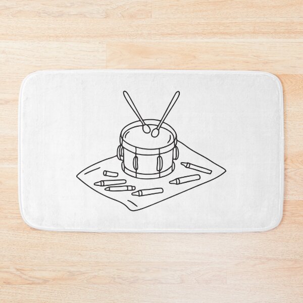 Item preview, A toy drum placed near crayons spread on the mat designed and sold by rasagamastore.