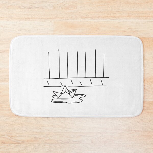 Item preview, A toy paper boat near a puddle beside the sidewalk designed and sold by rasagamastore.