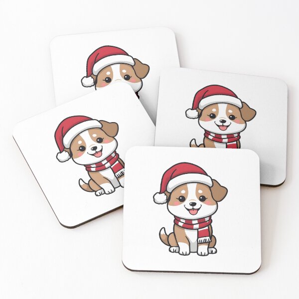 Item preview, Cute Christmas Dog Cartoon – Santa Paws Holiday Puppy designed and sold by Kavya Art.