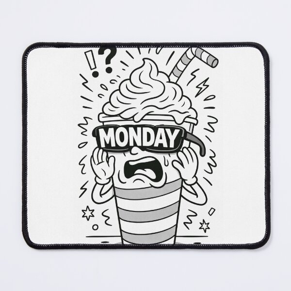 Item preview, MONDAY Coffee Meltdown – Funny Black & White Line Art designed and sold by ComedyInkFactor.
