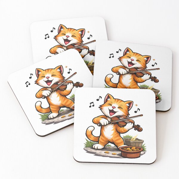 Item preview, Joyful cat and violin Music Illustration designed and sold by ZuToMi.