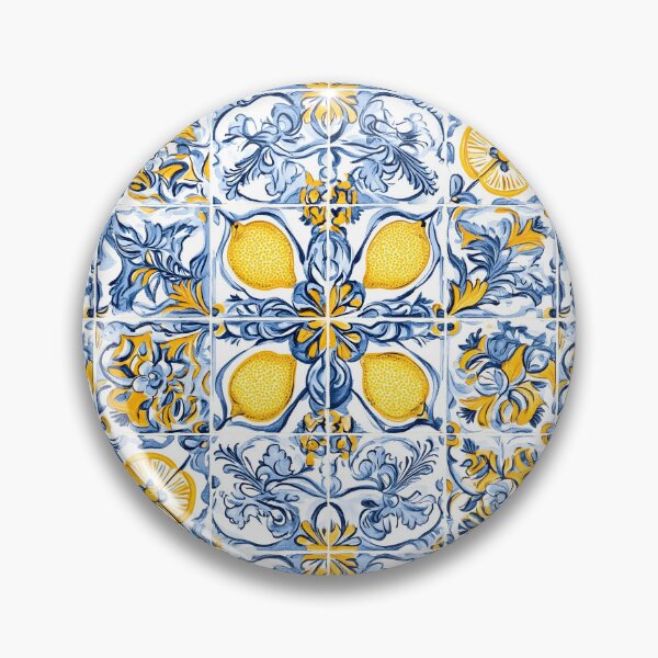 Item preview, Sicilian Mediterranean Tiles and Lemon Dolce Vita Pattern designed and sold by PG Illustration.