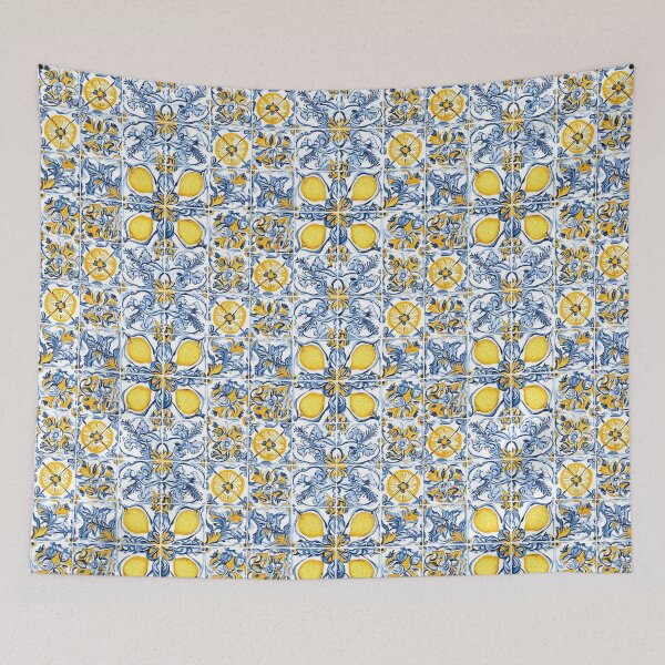 Item preview, Sicilian Mediterranean Tiles and Lemon Dolce Vita Pattern designed and sold by PG Illustration.