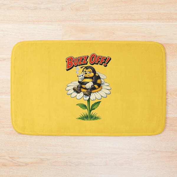 Item preview, Buzz Off Bee – Grumpy Vintage Cartoon Bumblebee on Flower designed and sold by The Devil's Bargain.