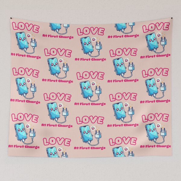Item preview, Love at first charge, kawaii matching couple designed and sold by coloursforkids.