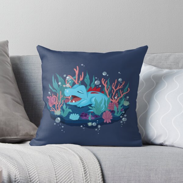 Snoozing Totodile Throw Pillow