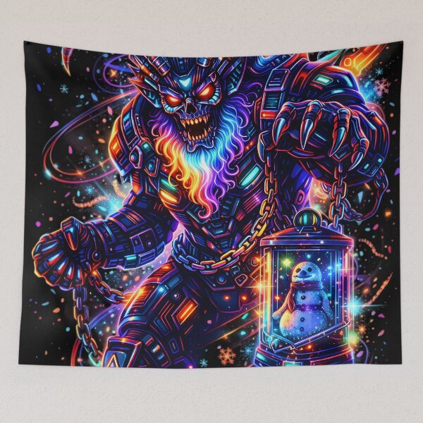 Item preview, Neon Krampus 2088 | Cyberpunk Christmas Villain RGB Glow Art designed and sold by SoulenCify.