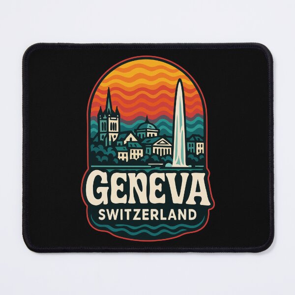 Item preview, Geneva Switzerland Retro Trippy Art Travel designed and sold by TomFrontierArt.