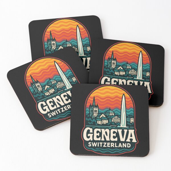 Item preview, Geneva Switzerland Retro Trippy Art Travel designed and sold by TomFrontierArt.