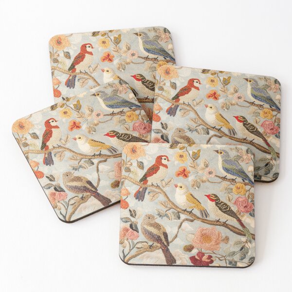 Item preview, Gray Silk Floral Wildflowers Colorful Birds Tree Carpet designed and sold by GrinGalore.