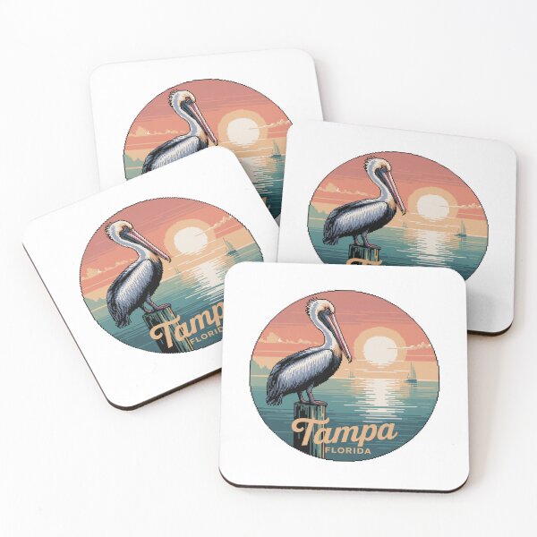 Item preview, Tampa Florida Pixel Art Pelican Sunrise - Retro Coastal Beach Design for Ocean Lovers designed and sold by CircinusStore.