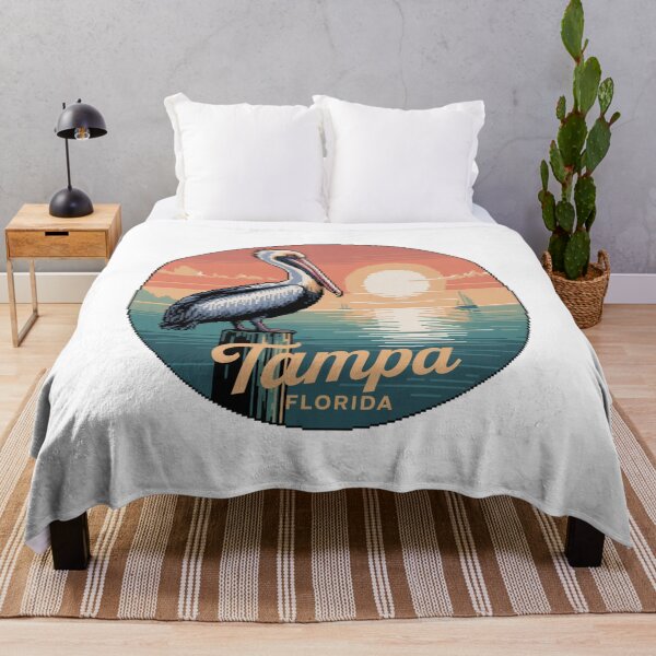 Item preview, Tampa Florida Pixel Art Pelican Sunrise - Retro Coastal Beach Design for Ocean Lovers designed and sold by CircinusStore.