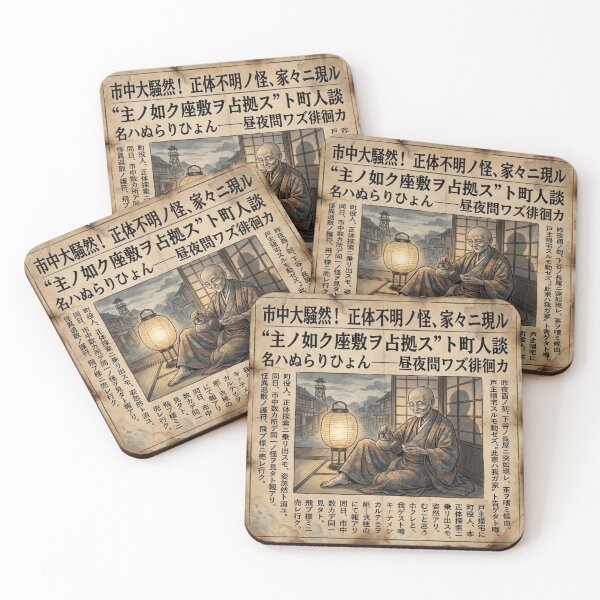 Item preview, Nurarihyon Yokai Kawaraban | Vintage Japanese Newspaper Art | Edo Monster Folklore Print designed and sold by Mori-no-Akari.