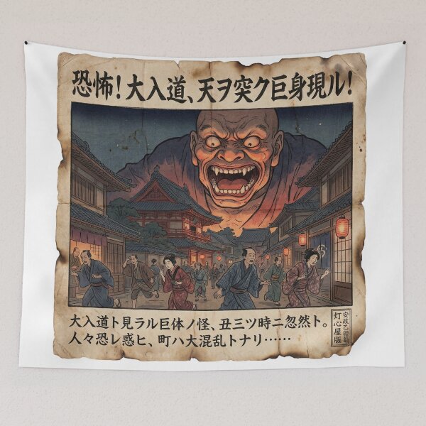 Item preview, Giant Yokai Appears! Edo Panic Kawaraban | Vintage Japanese Newspaper Monster Art designed and sold by Mori-no-Akari.