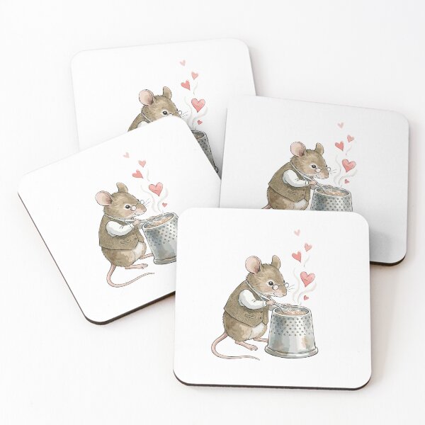 Item preview, Nostalgic Cottagecore: Thimble-Cup Mouse Brewer designed and sold by bapupa.