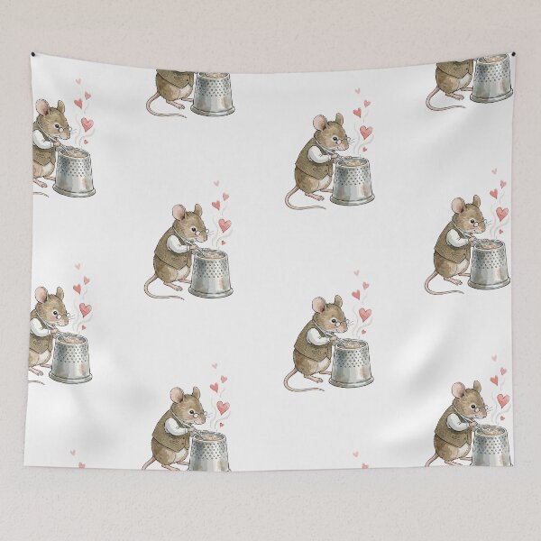 Item preview, Nostalgic Cottagecore: Thimble-Cup Mouse Brewer designed and sold by bapupa.