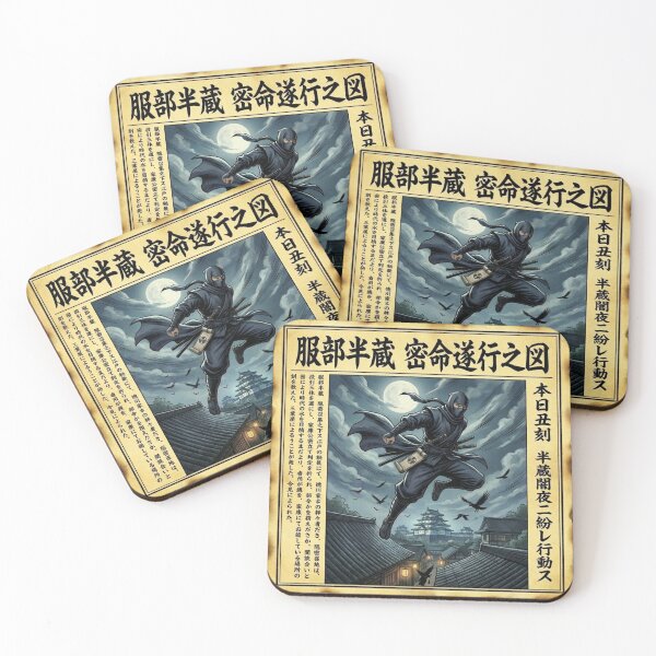 Item preview, Hattori Hanzo Secret Mission Kawaraban | Vintage Japanese Ninja Newspaper Art | Edo Stealth Print designed and sold by Mori-no-Akari.
