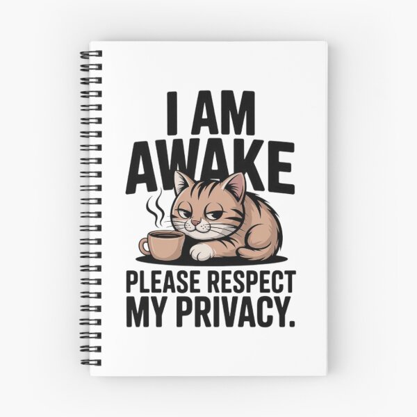 Item preview, I am awake. Please respect my privacy. - introvert sarcasm, funny cat with coffe. designed and sold by Tomasz  Siennicki.