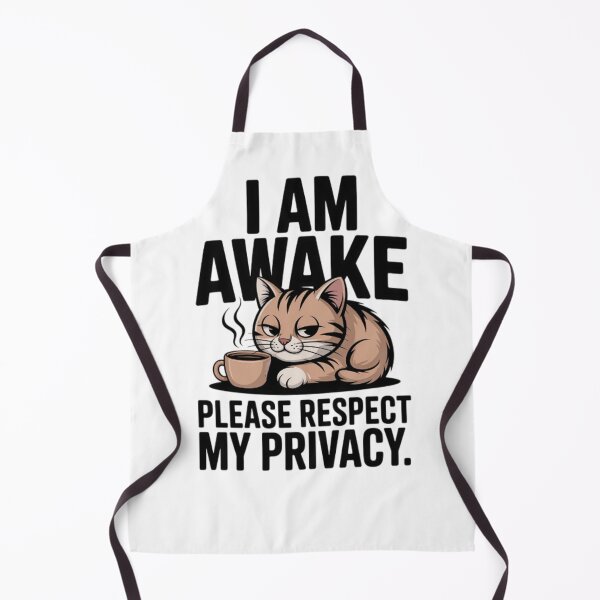 Item preview, I am awake. Please respect my privacy. - introvert sarcasm, funny cat with coffe. designed and sold by Tomasz Siennicki.