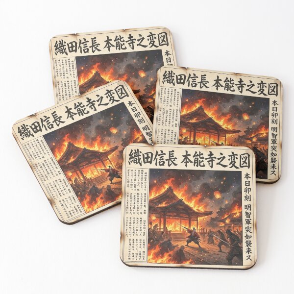 Item preview, Oda Nobunaga – Honnoji Incident Kawaraban | Vintage Japanese Samurai Newspaper Art | Edo Historical Print designed and sold by Mori-no-Akari.