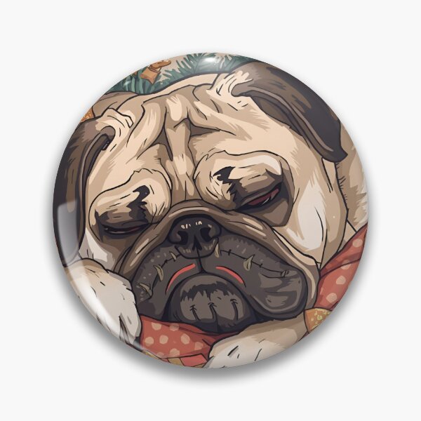 Item preview, Grumpy Christmas Pug - Sleepy Holiday Burnout Vector Art designed and sold by The Grumpy Pet Club.