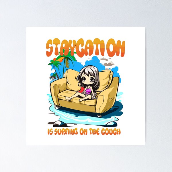 Item preview, Staycation Vibes – Surfing the Couch in Tropical Style designed and sold by denip.