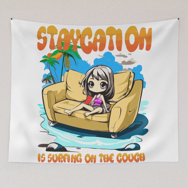 Item preview, Staycation Vibes – Surfing the Couch in Tropical Style designed and sold by denip.