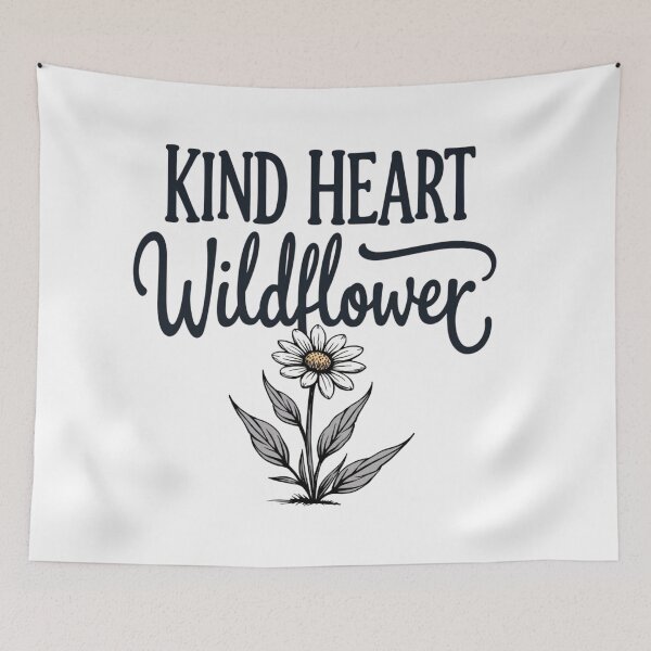 Item preview, Kind heart wildflower - Boho lettering with floral illustration designed and sold by slinsart.