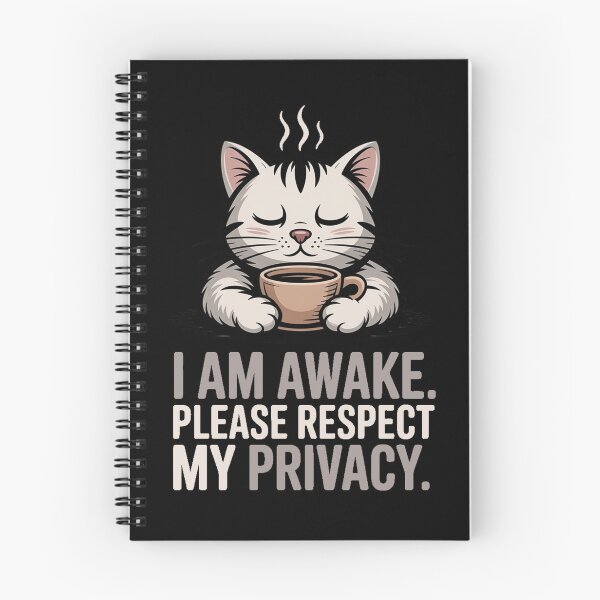 Item preview, I am awake. Please respect my privacy. - introvert sarcasm, sleeping cat with coffe. designed and sold by Tomasz  Siennicki.